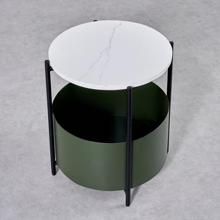 Fern Living Quartz Top End Table - White and Green