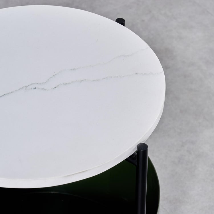 Fern Living Quartz Top End Table - White and Green