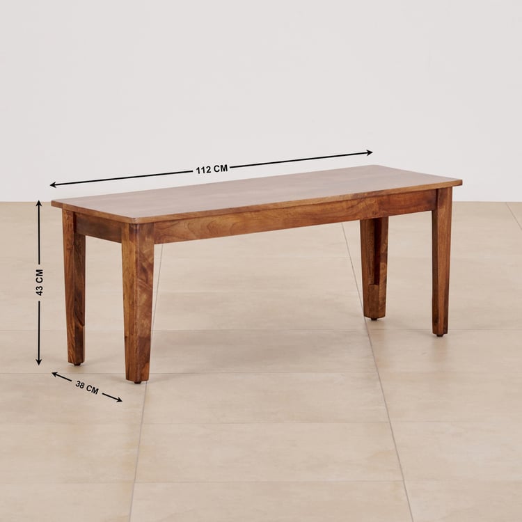 Helios Amora Mango Wood Dining Bench - Brown