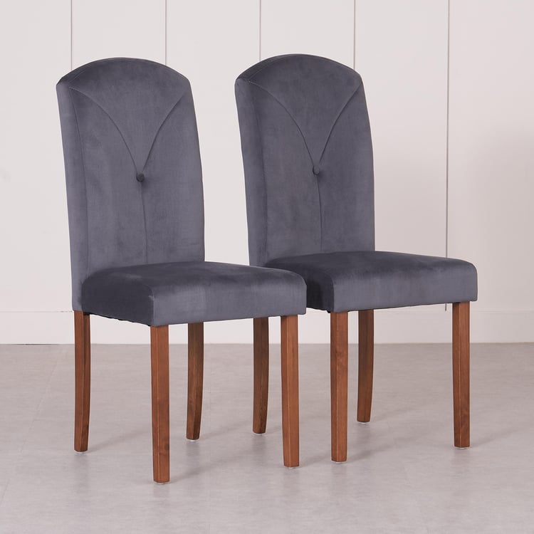 Paco Tempered Glass Top 4-Seater Dining Set with Chairs - Grey