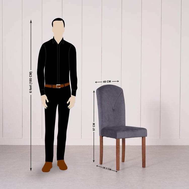 Paco Tempered Glass Top 4-Seater Dining Set with Chairs - Grey