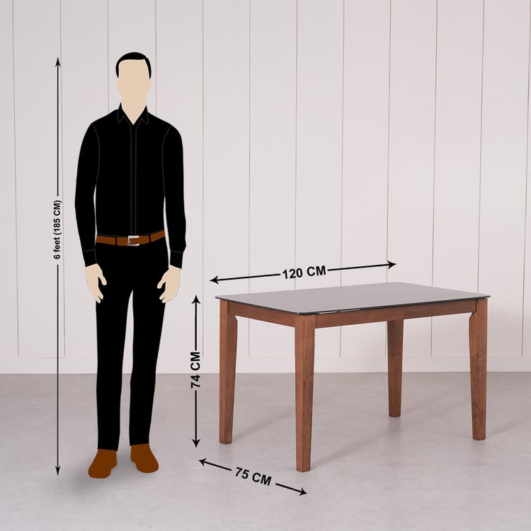 Paco Tempered Glass Top 4-Seater Dining Set with Chairs - Grey