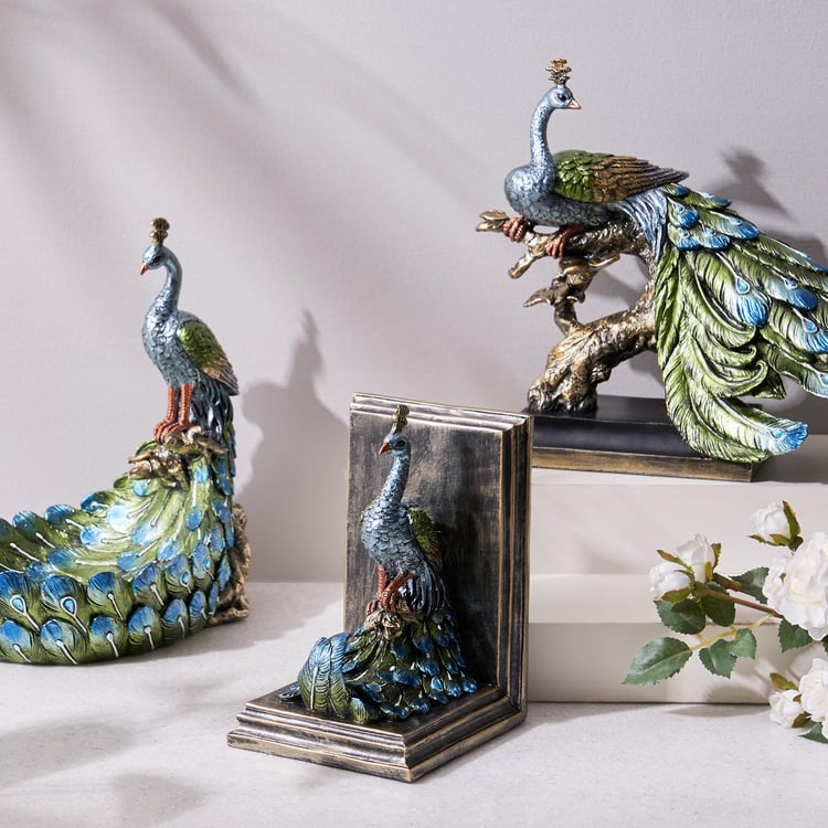 Mayur Polyresin Peacock Book End