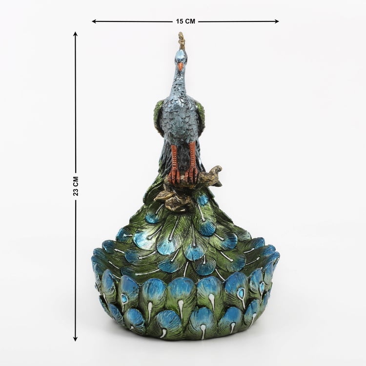 Mayur Polyresin Decorative Peacock Bowl