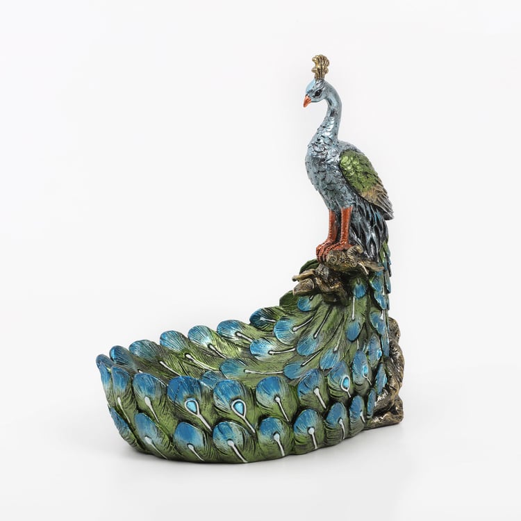 Mayur Polyresin Decorative Peacock Bowl