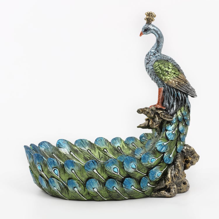 Mayur Polyresin Decorative Peacock Bowl