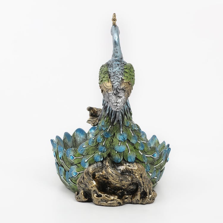 Mayur Polyresin Decorative Peacock Bowl