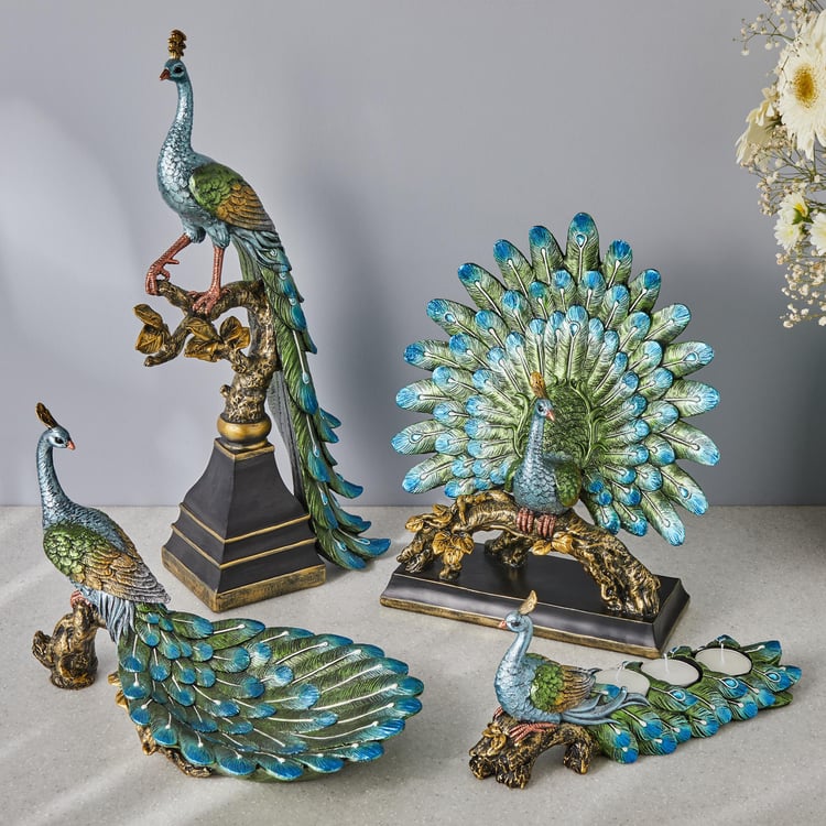 Mayur Polyresin Peacock Decorative Platter