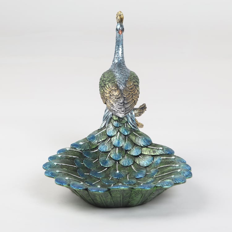 Mayur Polyresin Peacock Decorative Platter