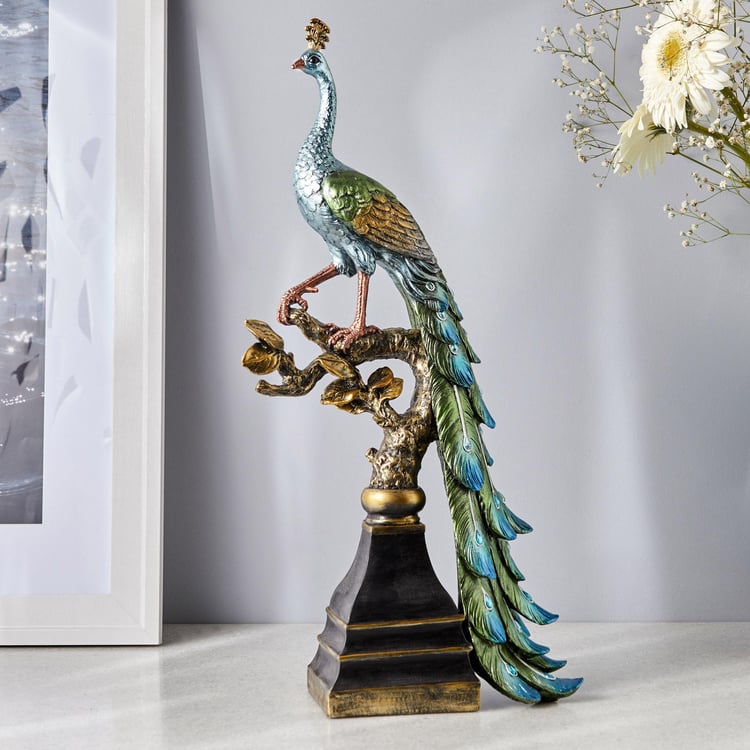 Mayur Polyresin Standing Peacock Figurine