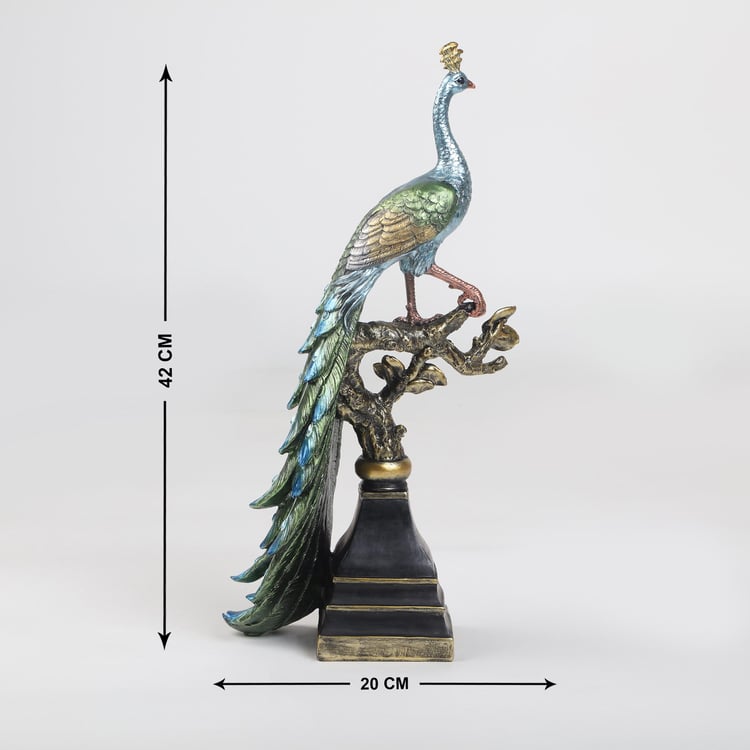 Mayur Polyresin Standing Peacock Figurine