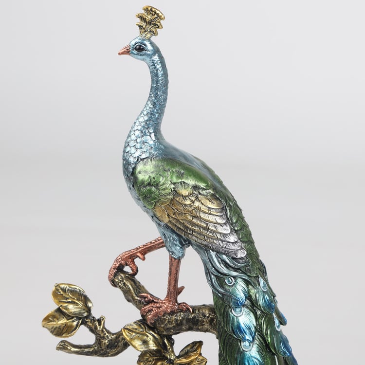 Mayur Polyresin Standing Peacock Figurine