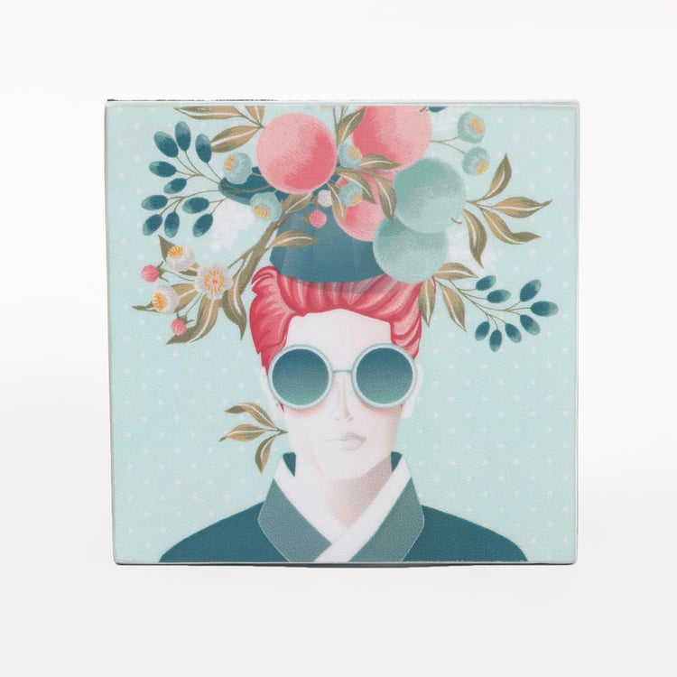 Raisa Retro Set of 6 Wooden Printed Coasters with Holder