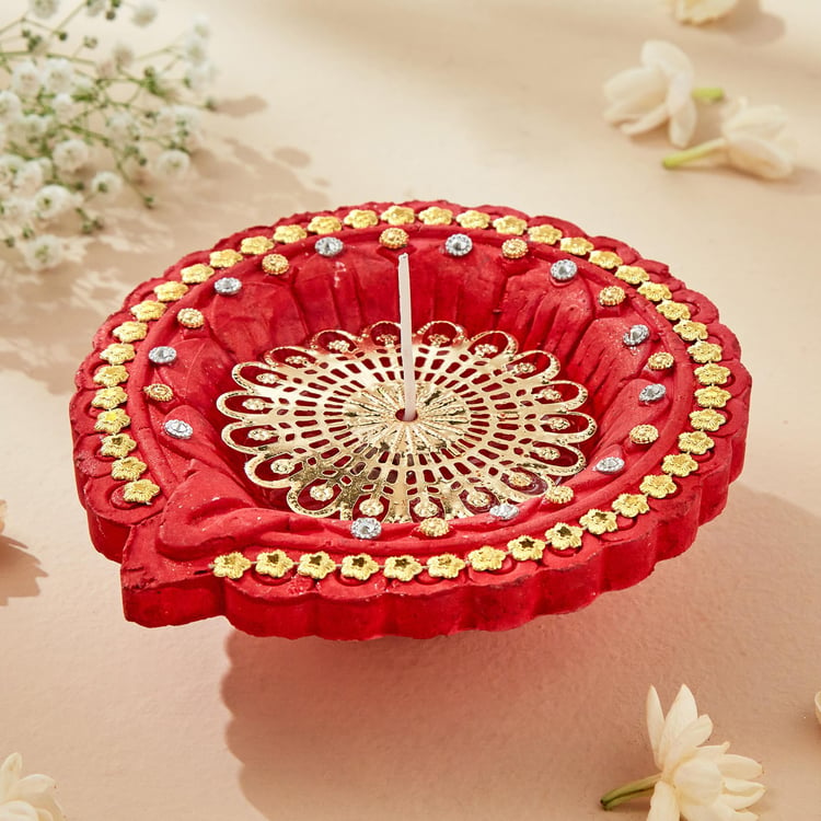 Utsav Earthen Clay Akhand Diya with Jaali