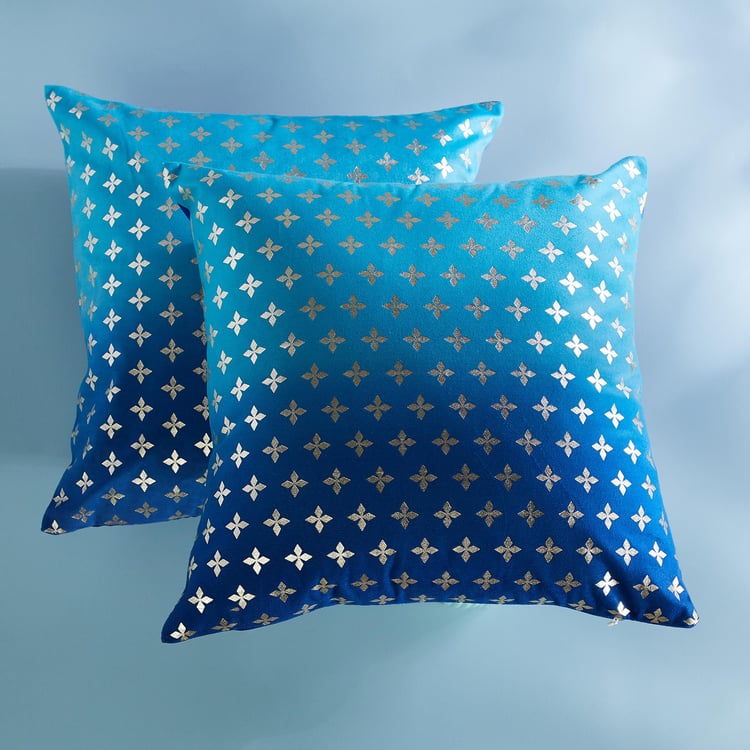 Corsica Mayur Set of 2 Foil Printed Cushion Covers - 40x40cm