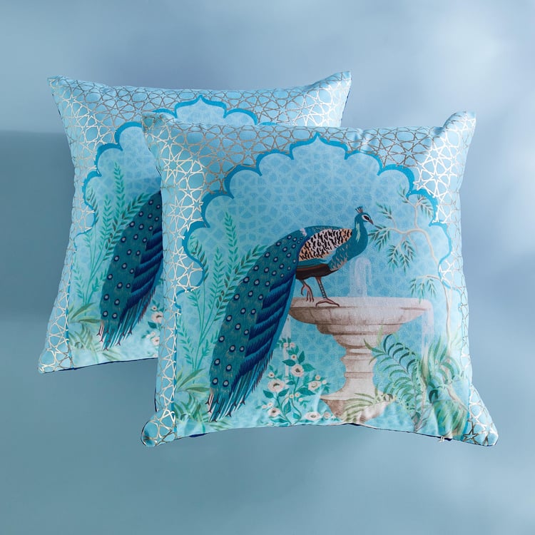 Corsica Mayur Set of 2 Foil Printed Cushion Covers - 40x40cm