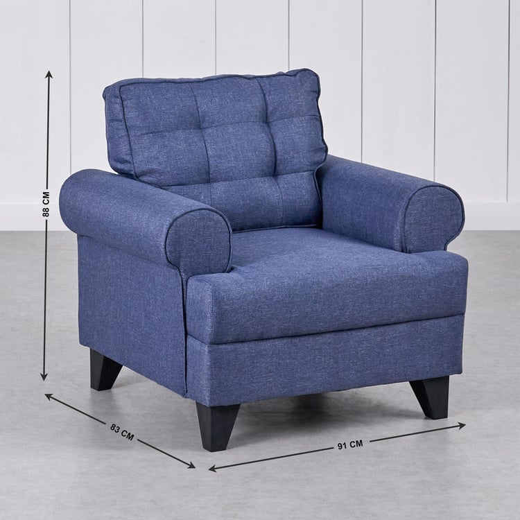 Helios California Fabric 1-Seater Sofa - Blue