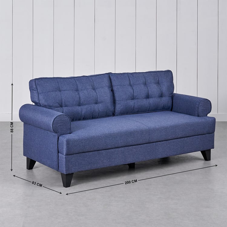 Helios California Fabric 3-Seater Sofa - Blue