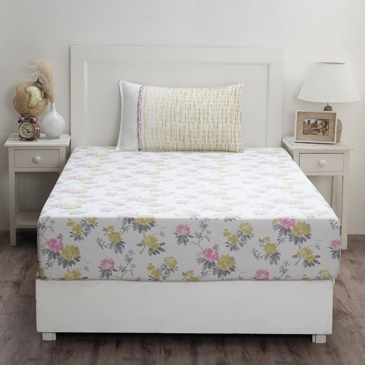 MASPAR Optimist Bloom Isidora Cotton 300TC 2Pcs Single Fitted Bedsheet Set