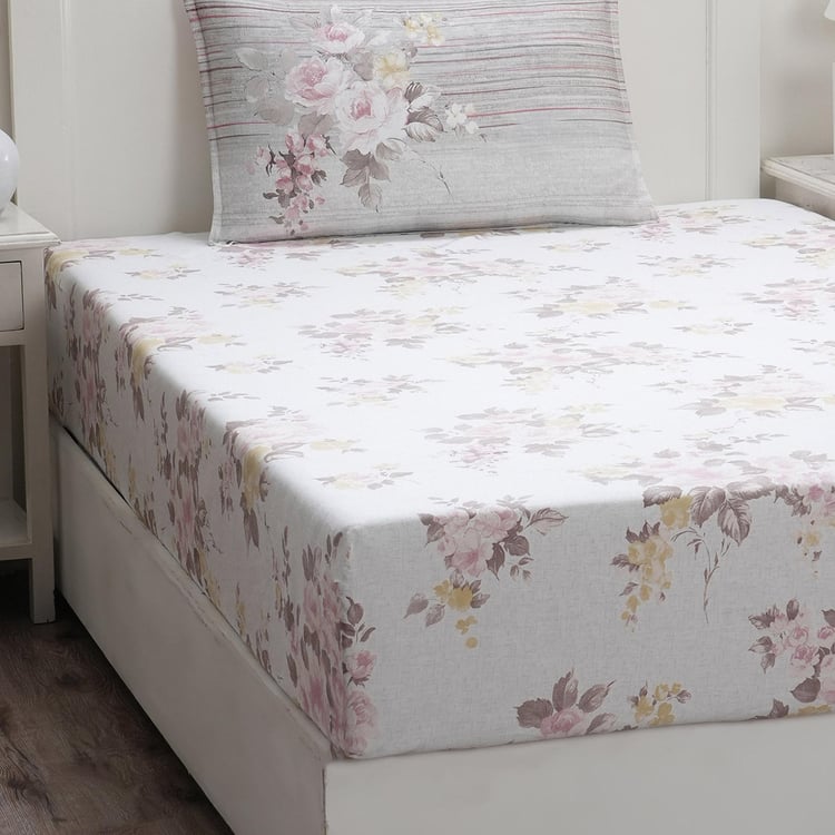 MASPAR Optimist Bloom Clarice Cotton 300TC 2Pcs Single Fitted Bedsheet Set