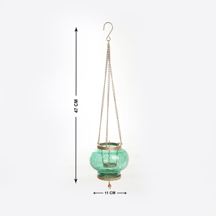 Bleam Glass and Iron Hanging T-Light Holder
