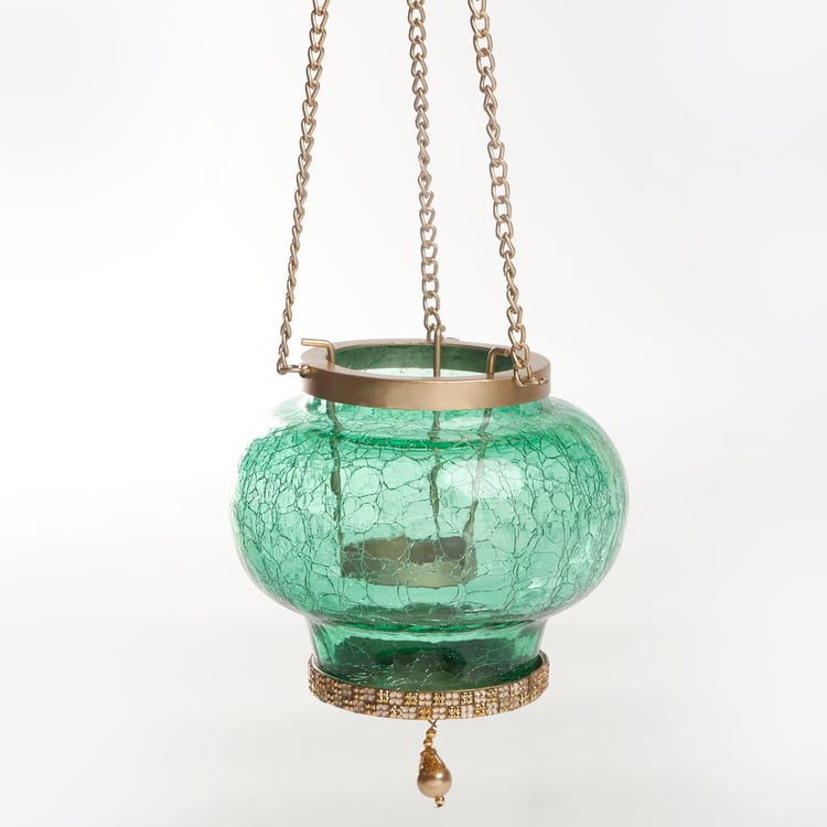 Bleam Glass and Iron Hanging T-Light Holder