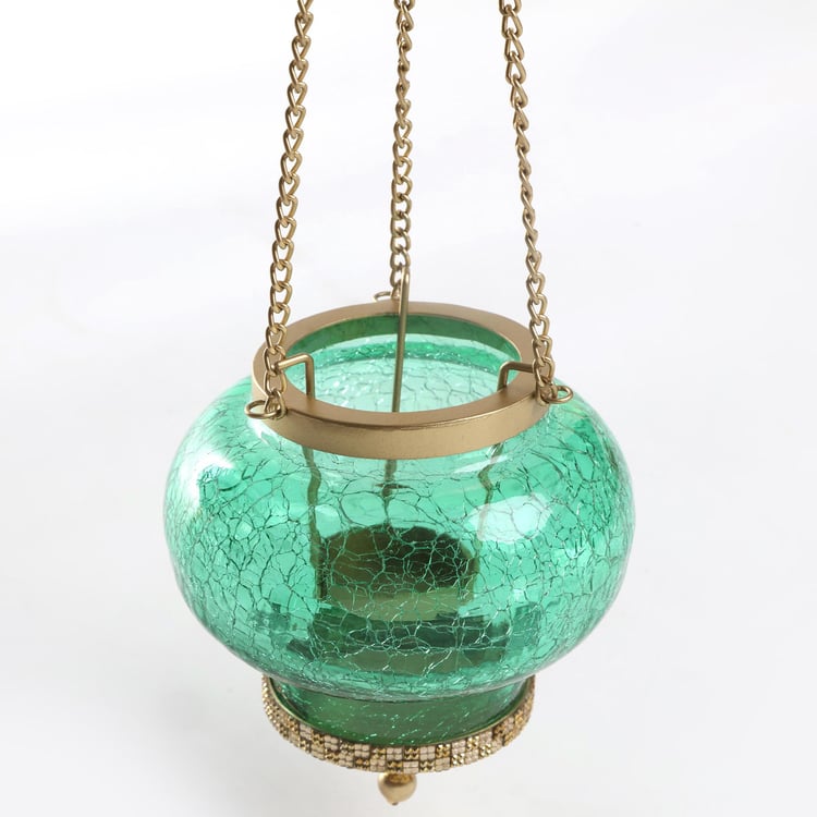 Bleam Glass and Iron Hanging T-Light Holder