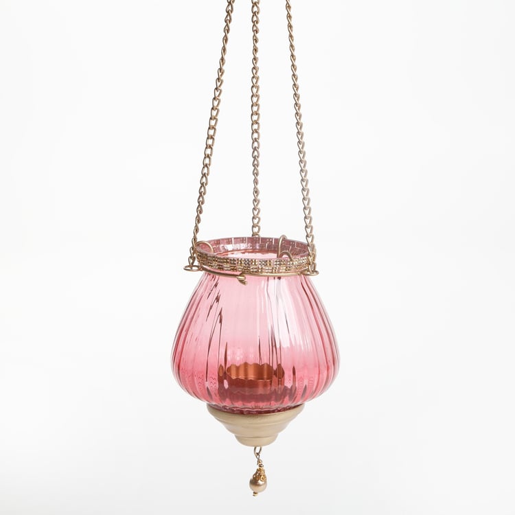 Bleam Glass and Iron Hanging T-Light Holder