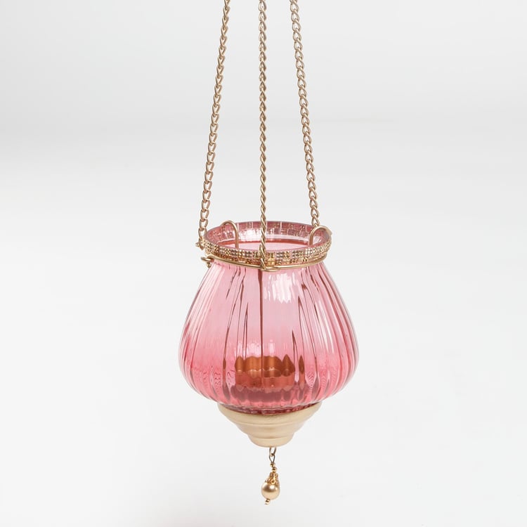 Bleam Glass and Iron Hanging T-Light Holder