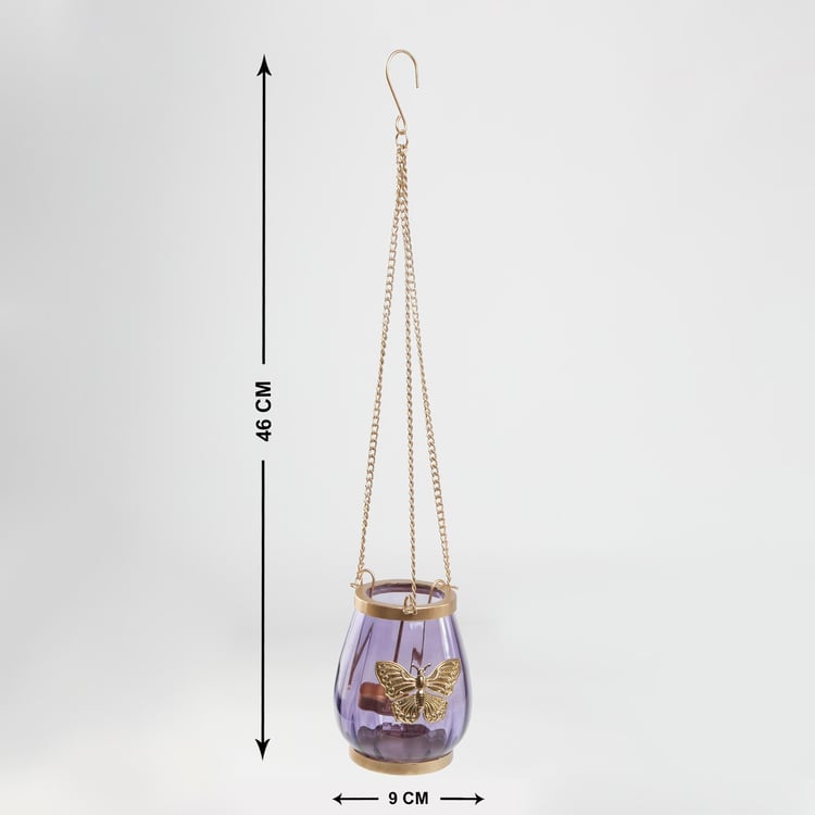 Bleam Glass and Iron Hanging T-Light Holder