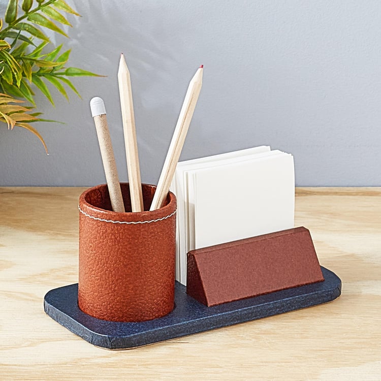Orion Faux Leather Desk Organizer with Mobile Holder