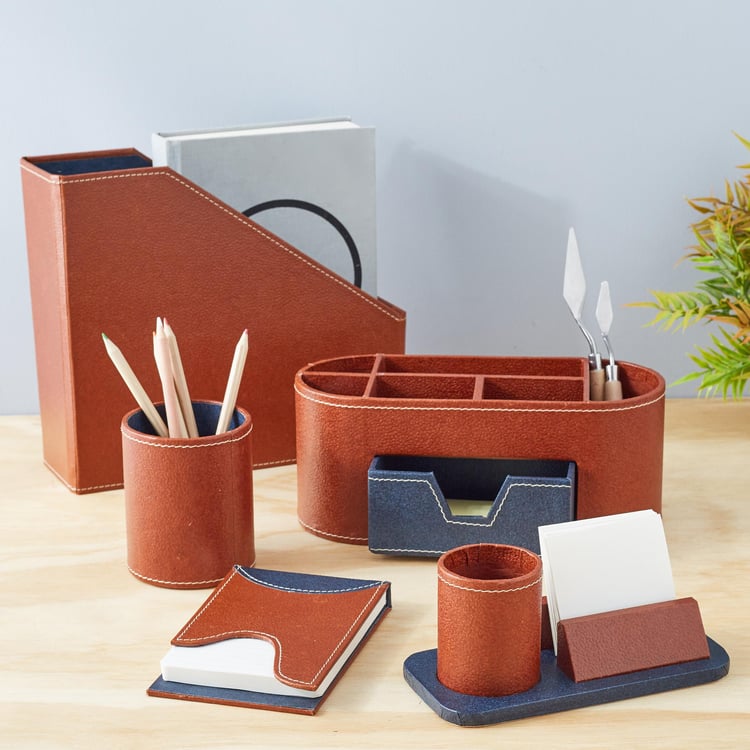 Orion Faux Leather Desk Organizer with Mobile Holder