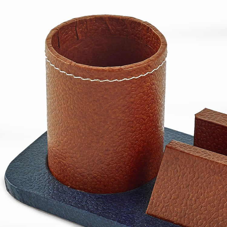 Orion Faux Leather Desk Organizer with Mobile Holder