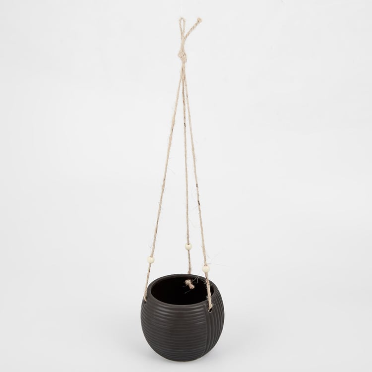 Gloria Argil Ceramic Ribbed Hanging Planter
