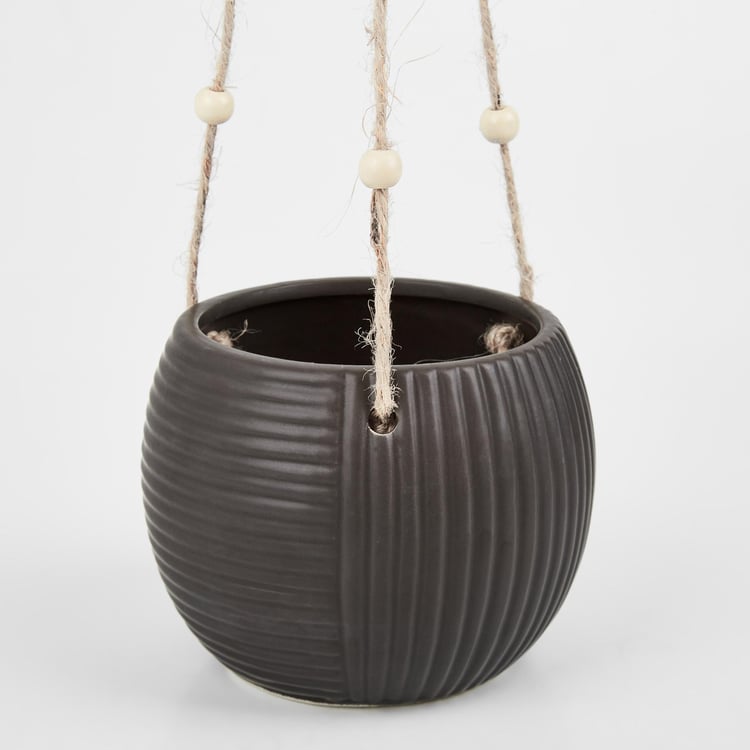 Gloria Argil Ceramic Ribbed Hanging Planter