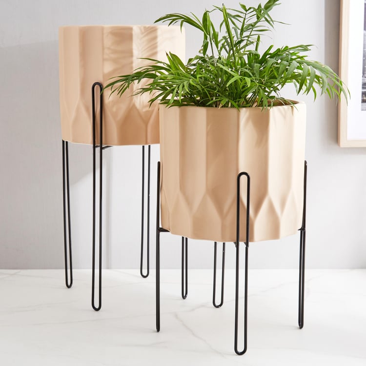 Gloria Argil Ceramic Planter with Metal Stand