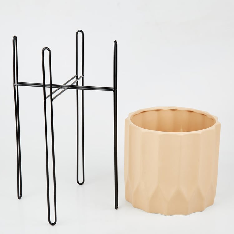 Gloria Argil Ceramic Planter with Metal Stand