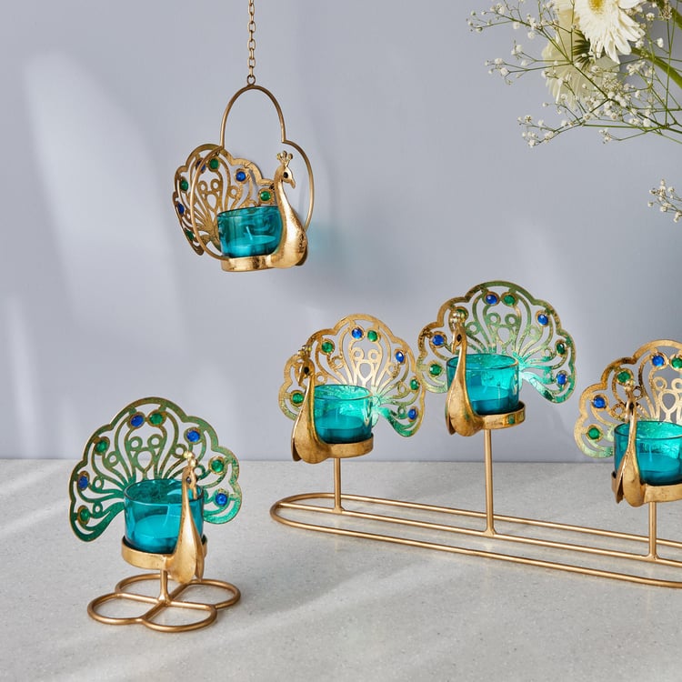 Corsica Mayur Glass Multi T-Light Holders with Iron Stand