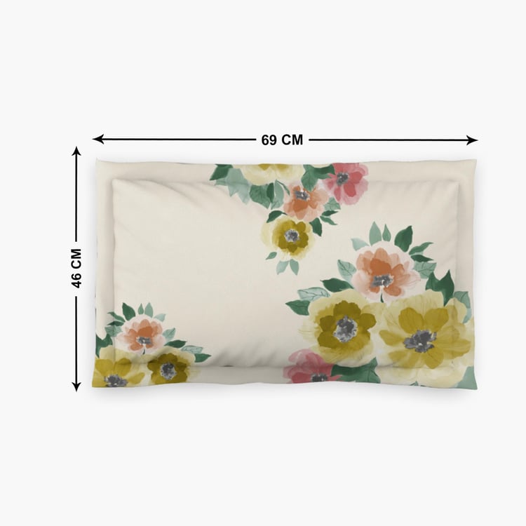 D'DECOR Cherish Cotton 4Pcs Floral Print Double Bed-In-A-Bag Set