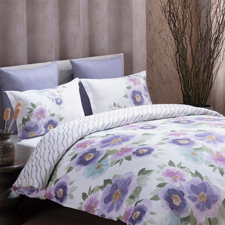 D'DECOR Cherish Cotton 4Pcs Floral Print Double Bed-In-A-Bag Set