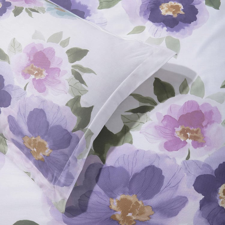 D'DECOR Cherish Cotton 4Pcs Floral Print Double Bed-In-A-Bag Set