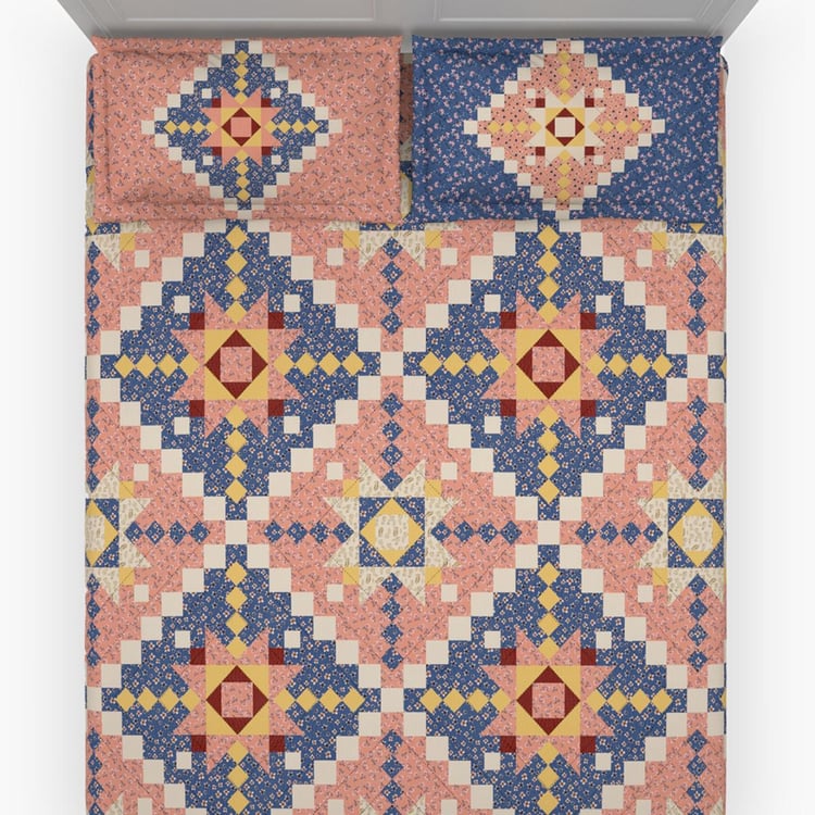 D'DECOR Countryside Cotton 136TC Printed 3Pcs Super King Bedsheet Set