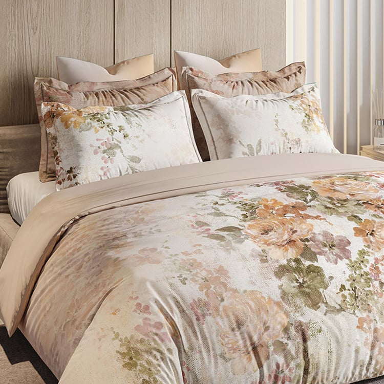 D'DECOR Platinum Cotton 400TC Floral Print 5Pcs Super King Bedsheet Set