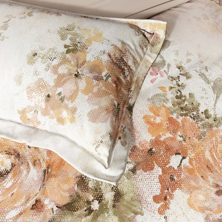 D'DECOR Platinum Cotton 400TC Floral Print 5Pcs Super King Bedsheet Set