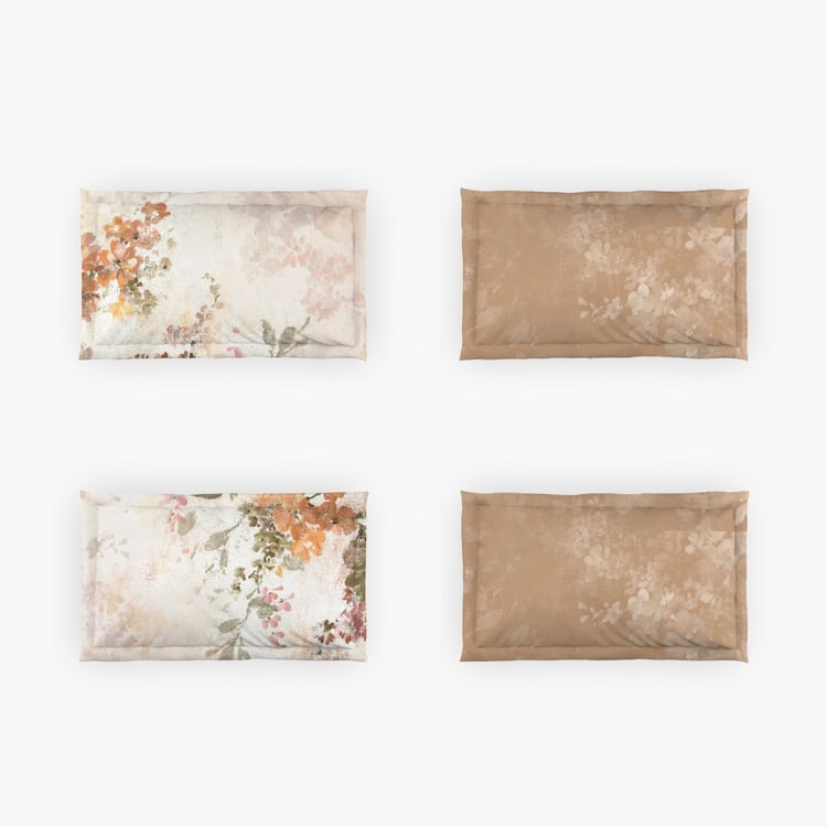 D'DECOR Platinum Cotton 400TC Floral Print 5Pcs Super King Bedsheet Set