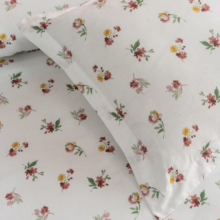 D'DECOR Vatika Cotton 136TC Floral Print 3Pcs Super King Bedsheet Set