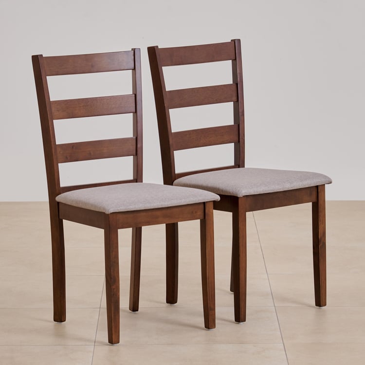 Helios Lia Solid Wood 4-Seater Dining Set with Chairs and Bench - Brown