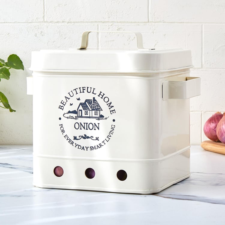 Mendo Iron Printed Onion Canister with Lid