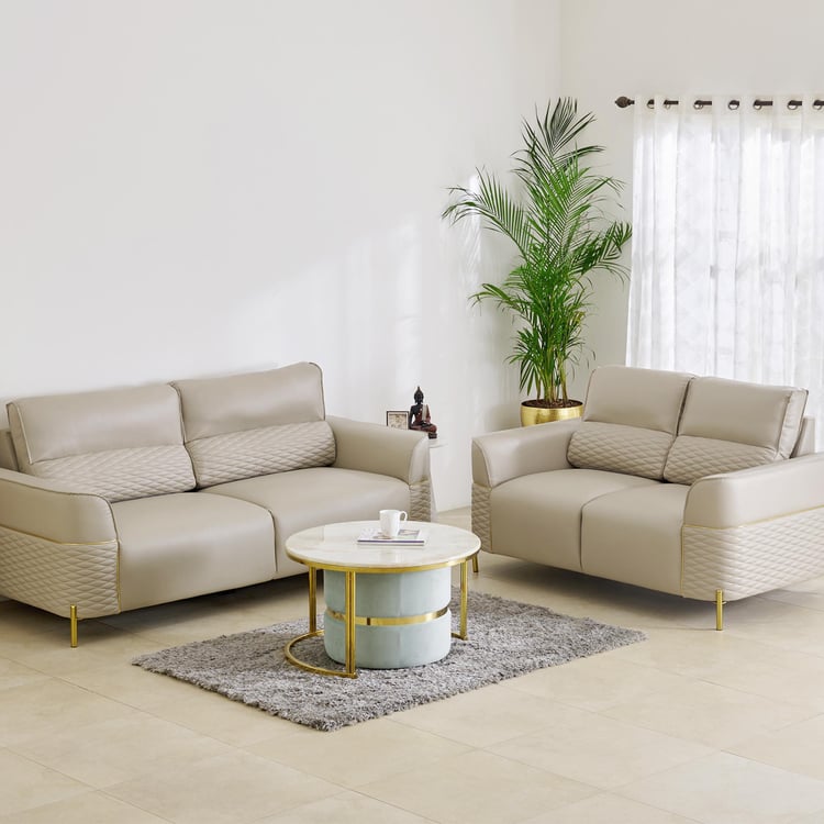 Vegas Faux Leather 3+2 Seater Sofa - Grey