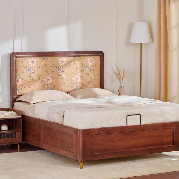 Dastkari Samrat Mango Wood King Bed with Hydraulic Storage - Brown